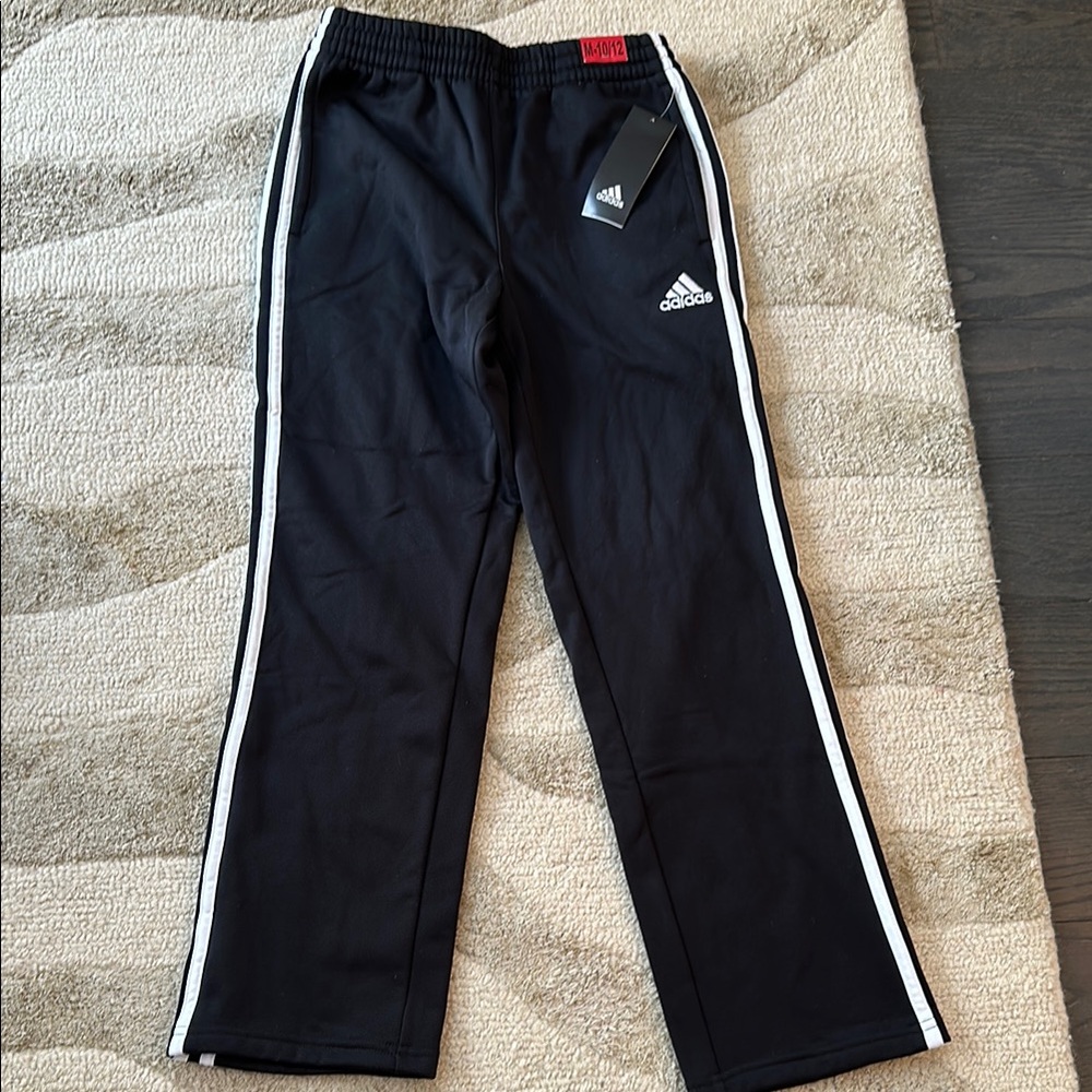 Adidas Black Lined Track Pants with White Stripes
